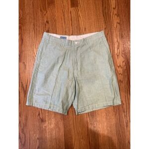 Castaway Nantucket Island Men's Beach Shorts Solid Green 100% Cotton Size 36
